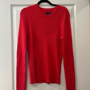 GAP Red Ribbed Crewneck Sweater